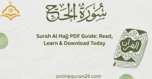 Surah Al Hajj PDF guide showing Quranic verses and English translation for easy learning.