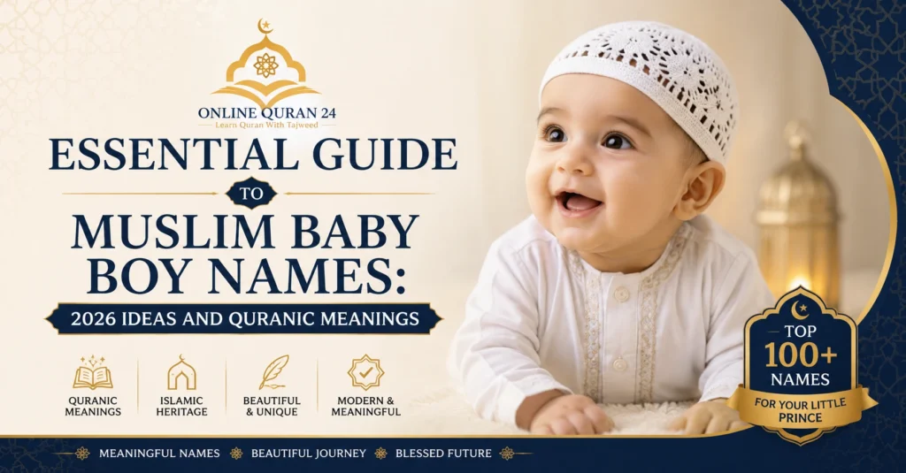 Muslim baby boy names 2026 with Quranic meanings and Islamic name ideas